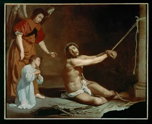 Le Christ attaché au pilori, contemplé par l