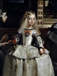 Las Meninas (détail) : Margarita Teresa entourée de serviteurs et de nains de cour