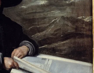 Portrait du bouffon Diego de Acedo dit cousin (détail). Peinture de Diego Rodriguez de Silva y Velasquez (1599-1660)