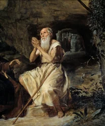 Saint Antoine et Saint Paul Ermite Détail représentant Saint Paul de Thèbes. Peinture par Diego Rodriguez de Silva y Velasquez (1599-1660), vers 1635