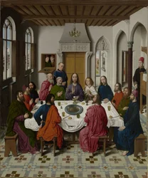 La collecte de la manne et la Pâque (recto gauche), Le dernier repas (milieu), La rencontre d