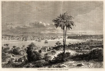 Vue générale de La Havane, capitale de Cuba, dessin de Lancelot pour illustrer le voyage à l