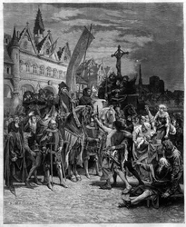 Étienne Marcel et la lecture de la grande ordonnance de 1357 qui établit une monarchie contrôlée par les états généraux - gravure d