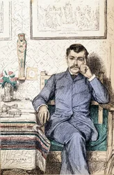 Portrait de Paul Bourget, romancier français (1852-1935) (gravure)
