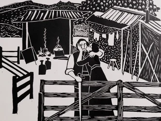 Siegfried  Sieglinde, Hutte de Hunding, Ring Cycle de Wagner, 2024 (collagraphie)