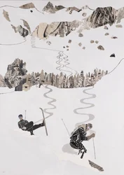 Ski-ing, Fall Line  Fall (collage)