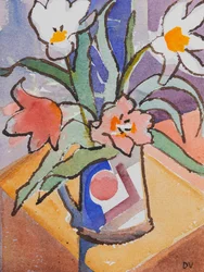 Tulipes (aquarelle et encre)
