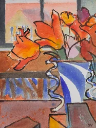 Tulipes (aquarelle et encre)