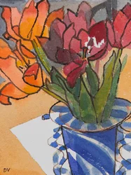 Tulipes (aquarelle et encre)