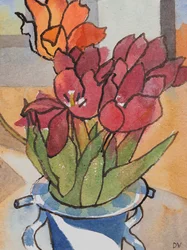 Tulipes (aquarelle et encre)