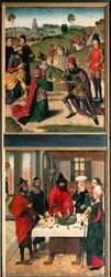 Autel de la Cène, aile gauche : en haut : Abraham et Melchisédek (peinture sur bois)