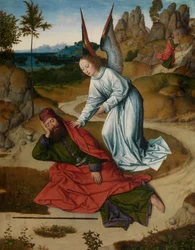 Élie dans le désert, détail du Retable du Saint-Sacrement, vers 1464-68