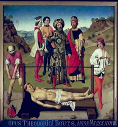 Le martyre de Saint Érasme, panneau central du triptyque de Saint Érasme, vers 1460
