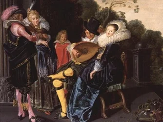 Fête élégante faisant de la musique près d