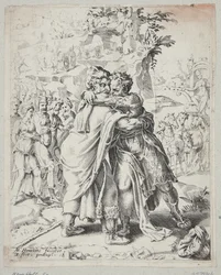 Joseph embrassant son père