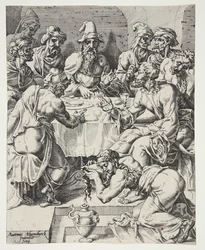 Marie-Madeleine essuyant les pieds du Christ dans la maison de Simon le Pharisien