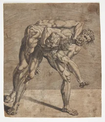 Deux lutteurs