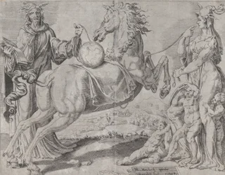 Connaissance et amour insensés essayant de retenir le monde, de Le Monde débridé, 1550