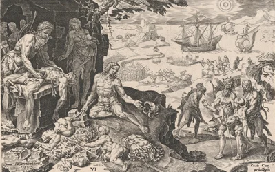 Les troupes impériales apportant la civilisation aux Indiens, des Victoires de l