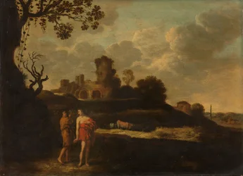 Paysage arcadien avec bergers et bétail