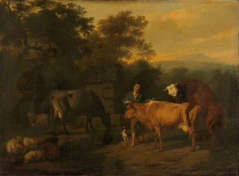 Paysage avec bouvier et bétail