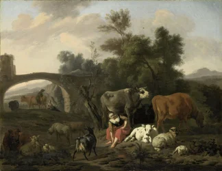 Paysage avec bergers et bétail