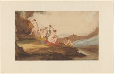 Femmes se baignant dans un paysage