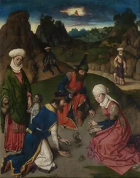 Le dernier souper retable : La collecte de la manne aile droite, 1464-1468