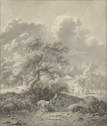 Paysage avec cheval et chariot