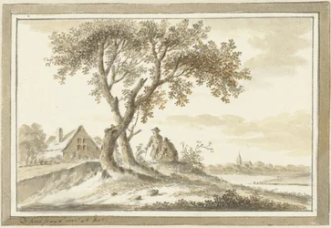 Paysage avec deux hommes sous un arbre