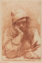 Autoportrait (craie rouge)