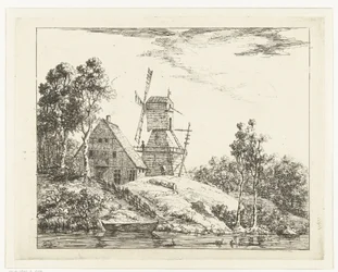 Paysage avec ferme et moulin à Holstein