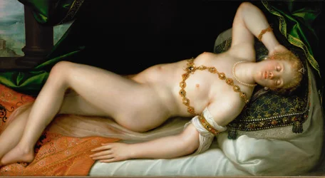 Vénus endormie (peinture sur bois de chêne)
