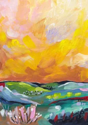 Paysage au coucher de soleil aux couleurs éclatantes
