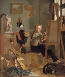 Le peintre de bataille Jorgen Sonne dans son atelier, vers 1826