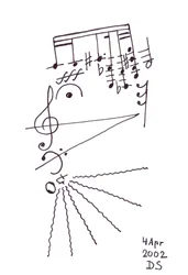 Thrilling Beard" - un visage chantant avec une barbe dessinée en notation musicale