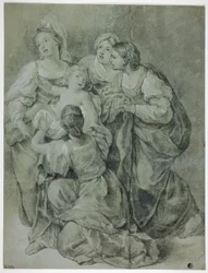 Groupe de quatre femmes et enfant