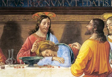 Réfectoire du couvent de San Marco à Florence (détail de la Cène, Jésus et Saint Jean)