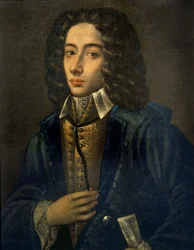 Portrait de Giovanni Battista Pergolesi (Jean Baptiste Pergolese, Jean-Baptiste) (1710 - 1736). Huile sur bois par Domenico Antonio Vaccaro. Conservatoire de Naples