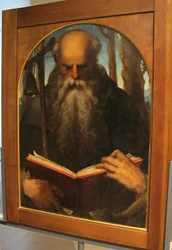 Baccafumi, cataletto pour les défunts de la compagnie de s. a. abate, 1538-40, Antonio abate legente