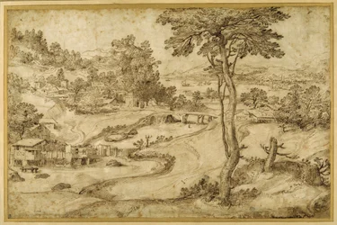 Paysage avec une rivière sinueuse