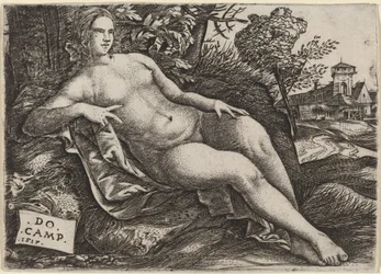 Vénus allongée dans un paysage