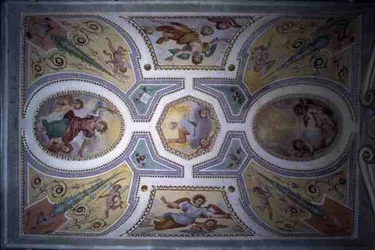 Le Père, le Fils et le Saint-Esprit avec des saints et des anges