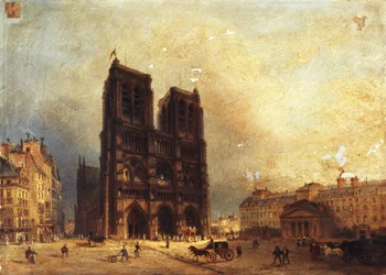 Vue du parvis de Notre-Dame, vers 1835
