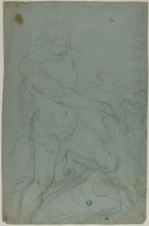 Samson et le Lion (recto); Vierge Marie avec le bras droit étendu (verso)