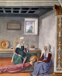 Annonce de la Mort à Sainte Fina par Saint Grégoire le Grand (détail)