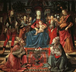 Madone et Enfant en majesté, Saint Zénobe, Saint Just, Saint Michel Archange et Saint Raphaël Archange, ca 1483