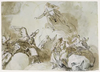 Christ parmi les anges dans les nuages
