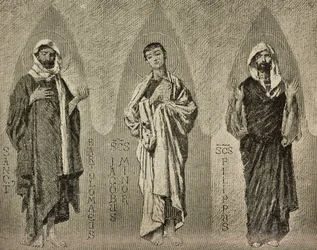 Saints Barthélemy, Jacques le Mineur et Philippe, cartons de Domenico Morelli pour la mosaïque de la cathédrale d