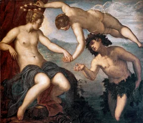 Bacchus, Vénus et Ariane Peinture de Tintoretto (Jacopo Robusti) (1518-1594) 1577-1580 Palais des Doges, Venise